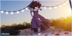 1girls 3d blush breasts dress female female_only glitch_productions heart humanoid implied_marriage looking_at_viewer murder_drones posing purple_dress roblox robot robot_girl robot_humanoid rustfuix screen_face smiling uzi_(murder_drones) watermark wedding