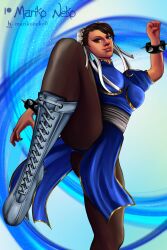 chun-li fighting_pose fighting_stance legs_apart legs_up marikoneko marikoneko0 pantyhose street_fighter