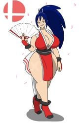 big_breasts big_thighs blue_hair igphhangout mai_shiranui_(cosplay) mizu_(igphhangout) super_smash_bros.