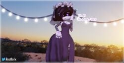 1girls 3d blush breasts confused dress female female_only glitch_productions humanoid implied_marriage murder_drones purple_dress roblox robot robot_girl robot_humanoid rustfuix screen_face talking talking_to_viewer uzi_(murder_drones) watermark wedding