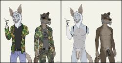 2023 2boys absurd_res amputee anthro armless artist_name baker_(foxmusk) balls ballsack beard blue_eyes body_fur body_hair brown_fur camo canine cigarette clothing crowe_(foxmusk) dangling_testicles didelphid disability double_amputee duo eye_patch eyewear facial_hair flaccid_penis foreskin foreskin_folds foxmusk genitals green_eyes grey_fur grey_hair hairy_balls hi_res humanoid_genitalia humanoid_penis hybrid inner_foreskin intact low_hanging_balls male male_nipples male_only male_pubic_hair mammal marsupial masculine mature_anthro mature_male missing_eye mustache nude_male opossum penis prosthetic prosthetic_arm prosthetic_limb retracted_foreskin scar scrotum smooth_penis tail testicles uncut veiny_penis veteran white_hair wolf