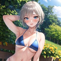 1girls ai_generated anastasia_(idolmaster) curvy_body curvy_female curvy_figure huge_breasts looking_at_viewer seductive_look short_hair silver_hair stable_diffusion the_idolm@ster