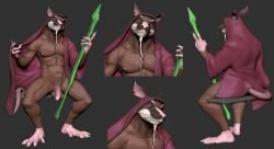 3d_(artwork) abs anthro anthro_only balls beard bottomless clothed clothing digital_media_(artwork) facial_hair flaccid genitals goatee hi_res male male_only mammal master_splinter murid murine navel nipples pecs penis rat robe rodent see-saw smile solo staff teenage_mutant_ninja_turtles