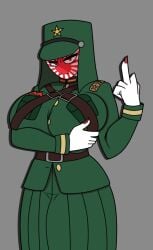 1girls big_breasts countryhumans countryhumans_girl ech0chamber female japanese_empire_(countryhumans) middle_finger safe sfw