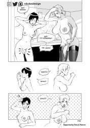 2futas alternate_breast_size areolae balls beauty_mark big_breasts big_penis black_and_white breasts comic comic_page dark_hair dialogue duo earrings english english_text flaccid futa_only futanari human imminent_sex lipstick maya_ibuki monochrome naked neon_genesis_evangelion nipples nude penis raoul-duke ritsuko_akagi speech_bubble standing stockings straight_hair testicles text text_bubble thighhighs uncensored