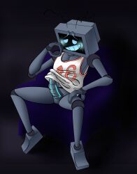 blush crying cum cum_stain fanart fnf_mod fnf_mods friday_night_funkin friday_night_funkin_mod gay glowing glowing_penis hex_(yingyang48) precum precum_drip robot solo_male