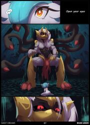 blue_hair comic english_text gardevoir giratina orange_eyes page_7 pokémon_(species) pokemon pokemon_(species) red_eyes rilex_lenov shiny_gardevoir shiny_pokemon sweet_dreams(comic) tagme text yuri