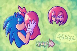 anal anthro ass butt_focus duo echidna eulipotyphlan glistening glistening_body glistening_butt glistening_eyes glistening_skin green_background hedgehog knuckles_the_echidna male male/male mammal monotreme oral purple_eyes red_body rimming sega sex simple_background sonic_(series) sonic_the_hedgehog sonic_the_hedgehog_(series) sparkles staplerad