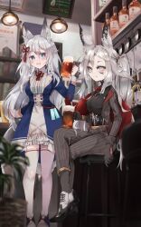 dya_rikku_(vtuber) female_only fox_ears fox_tail virtual_youtuber vyugen white_eyes white_hair