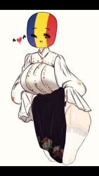 big_breasts countryhumans countryhumans_girl flawsy lifting_clothing panties_showing romania_(countryhumans) safe sfw thick_thighs thighhighs vampire