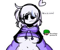 bambi_(moldygh) breasts colored_sketch dave_and_bambi_mod embarrassed_female heart heart_marks joy_(oc) light_purple_sweatshirt nose_bleed not_oc_x_canon purple_nipples slut spanish_text white_hair white_skin whore