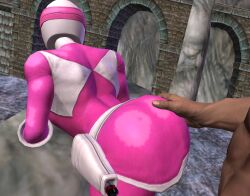 ass ass_focus ass_grab costume pink_ranger power_rangers skin_tight spandex super_sentai