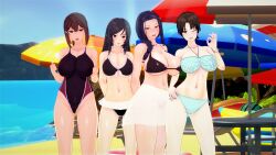 4girls beach bikini female female_only koikatsu multiple_girls mygfisagal pose standing