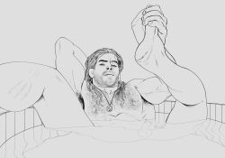 1boy abs ass balls bara bath bear breasts celebrity chest_hair chichett_bw digital_media_(artwork) erect_nipples exposed foot_fetish geralt_of_rivia hairy legs_apart legs_up line_art looking_at_viewer male male_only muscular nipples pecs penis scar sitting solo the_witcher_(series) uncensored