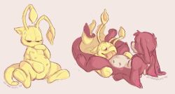 aisha_(neopets) ambiguous_gender bitelava bodily_fluids cunnilingus duo female jumpstart_games licking neopet_(species) neopets oral red_body semi-anthro sex sweat tongue tongue_out vaginal_penetration yellow_body zafara_(neopets)