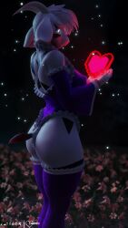 3d_(artwork) 9:16 anthro asriel_dreemurr asriel_dreemurr_(god_form) ass big_butt black_sclera bovid breasts caprine clothed clothing digital_media_(artwork) female female_asriel flower foxventus fur goat hair heart hi_res horn long_ears mammal plant rule_63 simple_background solo thick_thighs undertale undertale_(series) white_body white_fur