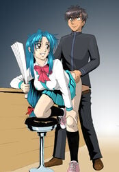 blue_hair clothing full_metal_panic kaname_chidori school_uniform skirt sousuke_sagara tagme