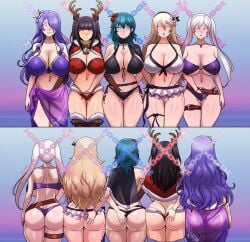 5girls alternate_ass_size alternate_body_type alternate_breast_size alternate_costume ass ass_grab bikini black_bikini black_swimsuit breast_grab breasts_bigger_than_head butt byleth_(fire_emblem) byleth_(fire_emblem)_(female) byleth_(summer)_(fire_emblem)_(female) camilla_(fire_emblem) camilla_(summer)_(fire_emblem) christmas cleavage corrin_(fire_emblem) corrin_(fire_emblem)_(female) corrin_(summer)_(fire_emblem)_(female) deep_cleavage female female_only femsub fingering fire_emblem fire_emblem:_three_houses fire_emblem_awakening fire_emblem_fates fire_emblem_heroes groping hourglass_figure huge_breasts hypnosis large_ass large_breasts mind_control multiple_girls nintendo official_alternate_costume purple_bikini purple_swimsuit robin_(female)_(summer)_(fire_emblem) robin_(fire_emblem) robin_(fire_emblem)_(female) sarong see-through shinzu031 swimsuit tharja_(fire_emblem) tharja_(winter)_(fire_emblem) thick_thighs thigh_gap thighs thunderthighs twintails white_bikini white_swimsuit wide_hips yuri