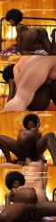 1boy 1girls 3d afro areolae big_breasts breasts breedingduties cowgirl_position cum cum_in_pussy cum_inside dark-skinned_female dark_skin dialogue erection female huge_belly interracial lactation lactation_without_expressing large_breasts male milk nipples nude partial_male penetration penis pregnant pregnant_sex pussy ready_to_pop sex text vaginal_penetration