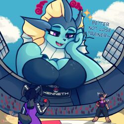 big_breasts breasts eeveelution female giantess huge_breasts macro nagifur pokemon pokemon_(species) vaporeon