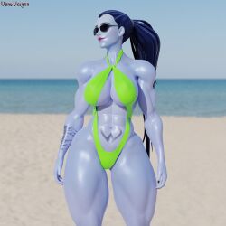 1girls 3d abs amelie_lacroix ass beach big_ass big_breasts bikini blizzard_entertainment breasts female female_only fit fit_female looking_at_viewer muscular muscular_female overwatch overwatch_2 purple_skin skimpy_bikini skimpy_swimsuit skimpy_swimwear sling_bikini slingshot_swimsuit solo sunglasses swimsuit tattoo thick_thighs thong tinted_eyewear vonsvaigen wet_body wet_skin wide_hips widowmaker yellow_eyes