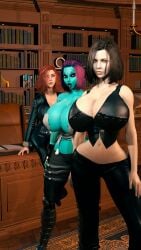 3d 3d_(artwork) 3girls alternate_breast_size bare_shoulders big_breasts bimbo black_hair black_widow_(marvel) blue-skinned_female blue_eyes blue_skin bookshelf bottom_heavy breasts breasts_bigger_than_head busty cleavage crossover curvy dark_hair digital_media_(artwork) elf elf_ears elf_female elf_girl eyefate female female_focus fit fit_female garry's_mod heterochromia hourglass_figure huge_breasts human humanoid kate_beckinsale large_breasts leather legs light-skinned_female light_skin long_ears long_pointy_ears marvel marvel_comics natasha_romanoff navel open_mouth pale-skinned_female pale_skin pointy_ears purple_hair red_hair s.h.i.e.l.d. selene_(underworld) short_hair slim slim_waist soria superheroine thick thick_legs thick_lips thick_thighs thighs top_heavy underworld unreal_tournament vampire vampire_girl virt-a-mate virtamate voluptuous waist wide_hips