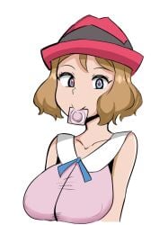 1girls big_breasts condom_in_mouth heart_eyes nintendo pokemon pokemon_(anime) pokemon_xy reach025 serena_(pokemon)