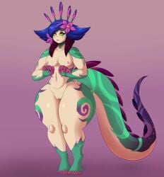 absurd_res accessory antennae_(anatomy) ass beverage big_butt blue_hair breasts chubby chubby_female coffee_demon eyeshadow fat_ass fat_thighs female flower flower_in_hair gecko gecko_humanoid genitals green_body green_sclera hair hair_accessory hi_res huge_butt humanoid league_of_legends lipstick lizard makeup neeko plant pussy reptile riot_games scalie simple_background small_breasts tail thick_thighs yellow_eyes