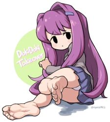 5_toes ass blue_skirt cute doki_doki_literature_club doki_doki_takeover english_text feet feet_fetish female fnf fnf_mods foot_fetish friday_night_funkin friday_night_funkin_mod long_hair oyatsu_(mk2) panties panty_peek pantyshot purple_hair school_uniform skirt skirt_up text underwear upskirt white_panties yuri_(doki_doki_literature_club)