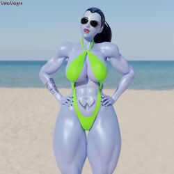 1girls 3d abs amelie_lacroix ass beach big_ass big_breasts bikini blizzard_entertainment breasts female female_only fit fit_female looking_at_viewer muscular muscular_female overwatch overwatch_2 purple_skin skimpy_bikini skimpy_swimsuit skimpy_swimwear sling_bikini slingshot_swimsuit solo sunglasses swimsuit tattoo thick_thighs thong tinted_eyewear vonsvaigen wet_body wet_skin wide_hips widowmaker yellow_eyes