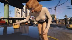 breasts carwash female_focus grand_theft_auto grand_theft_auto_online grand_theft_auto_v igniterp nipples_visible_through_clothing see-through_clothing sunglasses tiffany_harper wet_clothes yulenp