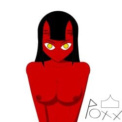 black_hair breasts breasts demon_girl demongirl horns meru red_skin succubus