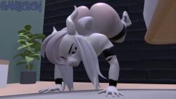 1boy 3d against_wall animated anthro asriel_dreemurr asriel_dreemurr_(god_form) ass balls big_ass black_sclera bouncing_ass bubble_butt camseven caprine color femboy furry goat horns looking_at_viewer male male_only nude nude_male solo sound tagme thick_thighs twerking undertale undertale_(series) video wide_hips