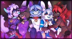 anthro arcanine areola balls baxter_(baxterboi) bell bell_collar belly black_body black_fur blue_body blue_eyes blue_fur blue_hair bodily_fluids breast_grab breast_squish breasts breath buckteeth canid canine claws clothing collar collar_only digital_media_(artwork) domestic_cat dominant dominant_female ear_tuft erect_nipples erection felid feline felis female female/female fingers fluffy fluffy_tail footprint fox fur generation_1_pokemon genital_fluids genitals girly gloves_(marking) glowing group hair hand_on_breast hand_on_penis hi_res hip_tuft hobkin knot lagomorph leg_markings leporid lineup long_hair looking_at_viewer male male/female male/male male_penetrating mammal markings multicolored_body multicolored_fur multicolored_hair navel neki_(thehiggles) nintendo nipple_fetish nipple_play nipples nude open_mouth panting pawpads pawprint pawprint_marking paws penetration penile penis pheeni pokemon pokemon_(species) ponytail presenting pulled_to_side purple_body purple_fur purple_hair rabbit red_body red_eyes red_fur red_hair retractable_claws saliva sharp_claws simple_background smile smirk smirking_at_viewer socks_(marking) spreading squish star star_marking striped_body striped_markings striped_tail stripes submissive submissive_female submissive_male sweat tail tail_markings teeth thehiggles thick_thighs tongue tongue_out tuft two_tone_hair underwear white_belly white_body white_fur white_hair yellow_eyes