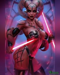 1girls alien alien_girl athletic_female big_breasts black_lipstick breasts cleavage darth_talon female_only lekku orange_eyes perky_breasts pose red_body red_skin shikari shiny_skin sideboob sith skimpy solo solo_female solo_focus standing star_wars tattoo thighs twi'lek underboob