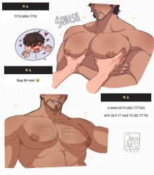 arms_crossed bara d1rtyj0rin gay hairy_chest hairy_pecs male_only nipples pec_grasp pec_squeeze pecs pecs_touching puffy_nipples