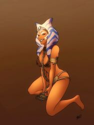 1girls ahsoka_tano belly_dancer belly_dancer_outfit blue_eyes chain_leash cleavage dancer dancer_outfit feet female female_focus female_only femsub happy_sub harem_girl harem_outfit japes kneeling large_breasts nipples_visible_through_clothing orange_skin see-through_clothing slave slave_ahsoka slave_bikini slave_collar slave_leia_(cosplay) slave_outfit slavegirl solo star_wars star_wars_rebels submissive_female togruta