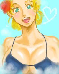 1girls artist_request battle_tendency bikini bikini_top blonde_hair blue_eyes breasts female female_only fully_clothed human jojo's_bizarre_adventure large_breasts light-skinned_female light_skin long_hair shounen_jump smile solo suzi_q swimsuit