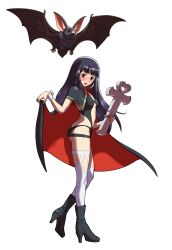 1girls ass big_ass bikini blue_eyes blue_hair blush boots breasts cape female female_only legs long_hair looking_back nakoruru official_alternate_costume official_art open_mouth samurai_shodown sling_bikini small_breasts snk snk_heroines:_tag_team_frenzy swimsuit thighs vampire vampire_costume weapon