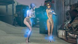 3d borderlands borderlands_2 covering_breasts covering_pussy embarrassed_nude_female enf gaige_(borderlands) maya_(borderlands) photofiona public_nudity sfm