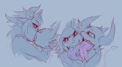 2023 arawn_(ungulatr) black_sclera cyclops deep_kiss deep_kissing demon demon_boy demon_girl demon_horns french_kiss horns imp kissing long_tongue messy messy_hair messy_sketch nylonheretic oc one_eye original_character purple_tongue sharp_teeth sketch sloppy sloppy_kiss smooch teeth teeth_showing teeth_visible tongue tongue_kiss tongue_out ungulatr