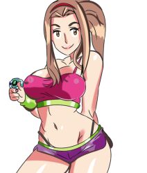 belly belly_button brown_hair digimon digimon_adventure digivice mimi_tachikawa nail_polish nipples_visible_through_clothing panties shorts thong