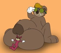 brown_fur deer fat furry hat hyper_penis hypno-goggles hypnosis joujidragon raccoon size_difference toontown_corporate_clash toontown_koala toontown_online toontown_raccoon toony