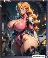 ai_generated akeemi armor big_ass big_breasts big_eyes big_thighs blonde blonde_female blonde_hair blue_eyes busty cleavage huge_ass huge_breasts long_hair looking_at_viewer mario_(series) massive_butt mecha narrow_waist princess princess_peach royalty science_fiction steampunk stud_earings thick_thighs thunder_thighs thunderthighs wide_hips