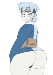 1boy androgynous ass ass_focus bare_legs bare_thighs belt big_ass big_butt blue_hair blue_panties blush boruto:_naruto_next_generations bottomless bubble_ass bubble_butt bulge child_bearing_hips clothed clothing curvaceous curvy curvy_body curvy_figure curvy_hips curvy_male dat_ass dumptruck_ass fat_ass femboy feminine_male forehead_protector girly headband hi_res high_resolution highres huge_ass large_ass light-skinned_male light_skin looking_back male male_focus male_only messy_hair mitsuki_(naruto) narrowed_eyes naruto naruto_(series) pale-skinned_male pale_skin panties pinup pose posing presenting_ass presenting_butt sbrett shounen_jump sissy smile smiling solo solo_focus solo_male standing thick_thighs thighs trap voluptuous white_background white_skin wide_hips yellow_eyes