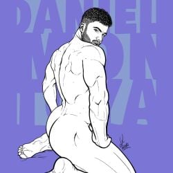 art_of_clx ass back_muscles black_and_white butt daniel_montoya gay gay_pornstar hispanic hispanic_male latino looking_at_viewer looking_back male male_only muscles muscular muscular_male no_visible_genitalia on_knees onlyfans_model porn_star real_person smooth_skin thick_thighs