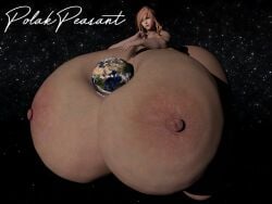 1girls 3d astronomical_hyper big_breasts breasts_bigger_than_body breasts_bigger_than_head breasts_bigger_than_torso colossal_breasts earth female giantess huge_ass huge_breasts hyper hyper_ass hyper_breasts planet polakpeasant round_breasts space