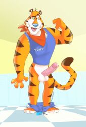 1boy balls cum frosted_flakes male male_only pawgoop penis solo tony_the_tiger