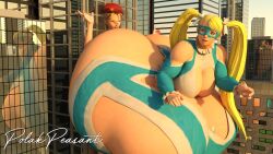 2girls 3d ass_bigger_than_body ass_bigger_than_head ass_bigger_than_torso bent_over big_breasts cammy_white female female_only giantess huge_ass hyper hyper_ass hyper_hips hyper_thighs massive_ass polakpeasant rainbow_mika street_fighter thick_thighs wide_hips