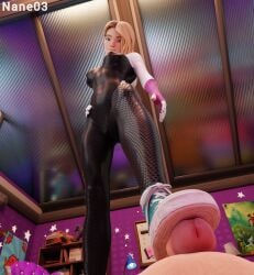 1boy 1girls 3d blonde_hair cock_and_ball_torture converse eyebrow_piercing female femdom footjob fortnite gwen_stacy male marvel nane03 penis pov shoejob spider-gwen spider-man_(series) stepped_on submissive_male